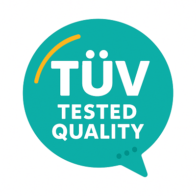 TÜV-certified veterinary equipment manufacturing partner badge